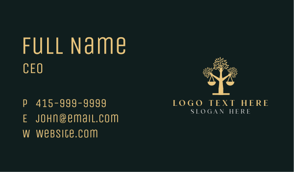 Justice Scale Tree Business Card Design Image Preview