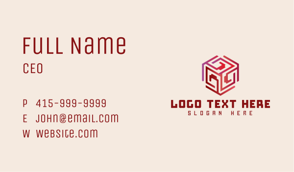 Red Technology Cube Business Card Design Image Preview