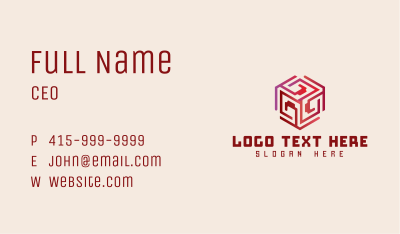 Red Technology Cube Business Card Image Preview