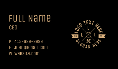Retro Wrench Emblem Lettermark Business Card Image Preview