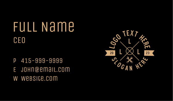 Retro Wrench Emblem Lettermark Business Card Design Image Preview