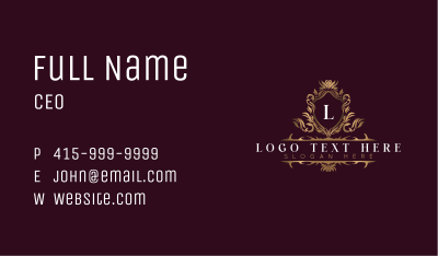 Elegant Flower Shield Crest Business Card Image Preview