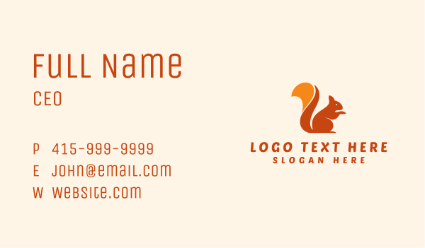 Orange Pet Squirrel Business Card Design Image Preview