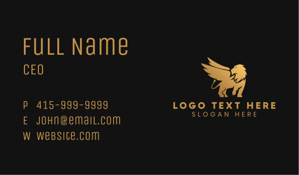 Gradient Gold Griffin Business Card Design Image Preview