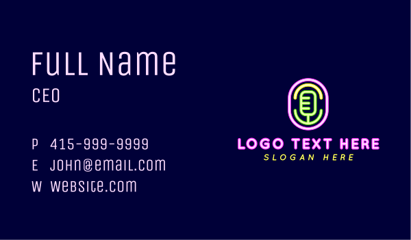 Microphone Neon Light Business Card Design Image Preview
