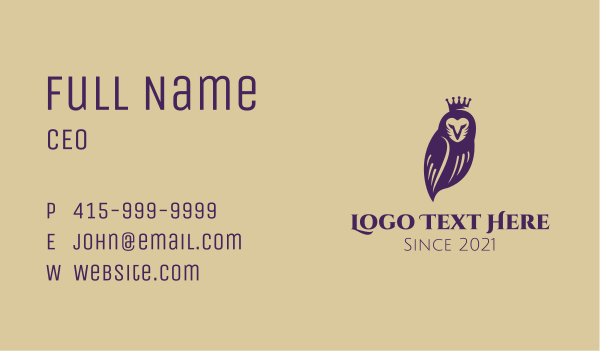 Royalty King Owl Business Card Design Image Preview