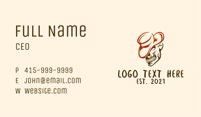 Skull Cowboy Cartoon Business Card Image Preview