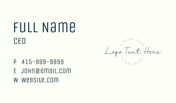Elegant Handwritten Wordmark Business Card Design Image Preview