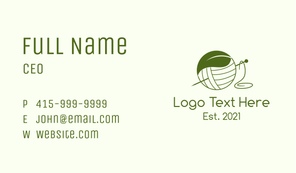 Green Leaf Yarn  Business Card Design Image Preview