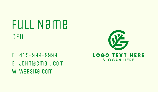 Green Leaf Letter G Business Card Design Image Preview