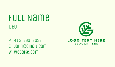 Green Leaf Letter G Business Card Image Preview