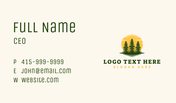 Outdoor Pine Tree Sunset Business Card Design Image Preview
