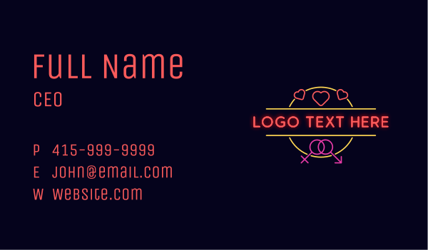 Erotic Neon Sex Shop Business Card Design Image Preview