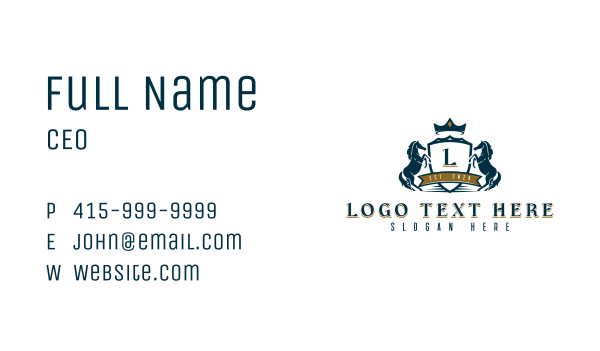 Luxury Crest Horse Business Card Design Image Preview