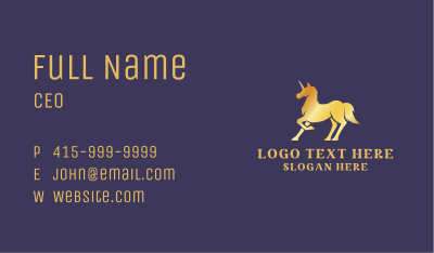 Golden Unicorn Creature Business Card Image Preview