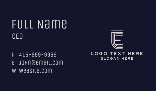 Industrial Stripes Letter E Business Card Design Image Preview