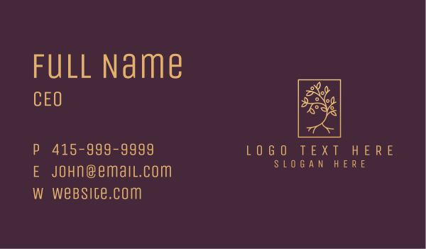 Golden Forest Tree Business Card Design Image Preview