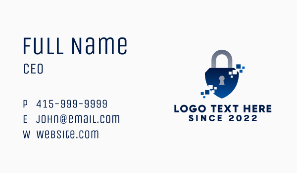 Pixel Protection Padlock Business Card Design Image Preview