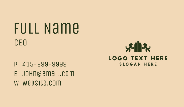 Corporate Lion Tower Business Card Design Image Preview