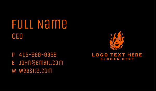 Flame Pig Barbecue Business Card Design Image Preview
