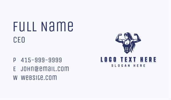 Strong Woman Gym Business Card Design Image Preview