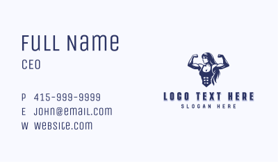 Strong Woman Gym Business Card Image Preview