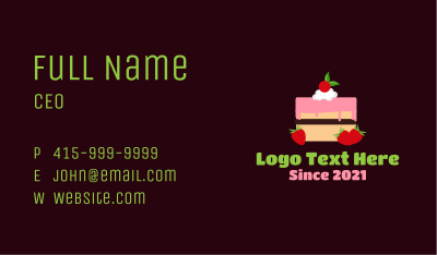 Strawberry Cherry Layered Cake Business Card Image Preview