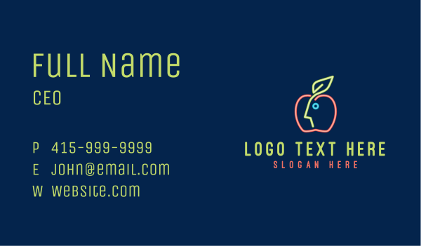 Neon Human Apple Business Card Design Image Preview