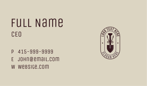 Lawn Gardening Shovel Business Card Design Image Preview