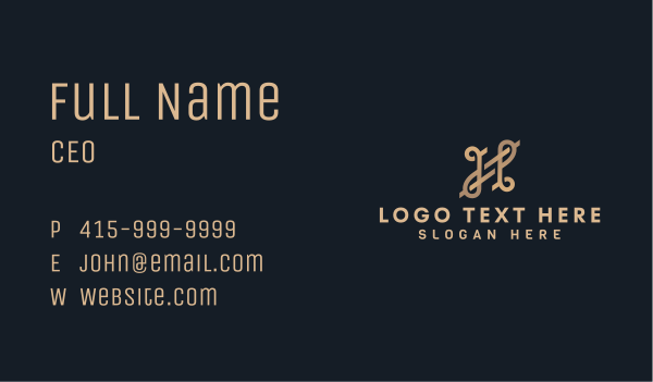 Elegant Cursive Decorative Letter H Business Card Design Image Preview