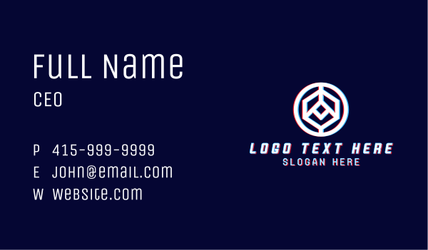 Glitchy Polygon Badge Business Card Design Image Preview
