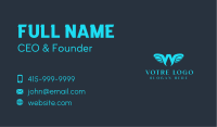 Blue Letter W Wings  Business Card Image Preview