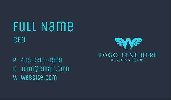 Blue Letter W Wings  Business Card Design Image Preview