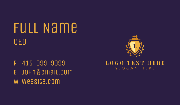 Gold Shield University Business Card Design Image Preview