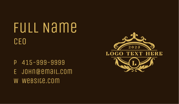 Deluxe Ornate Crest Business Card Design Image Preview