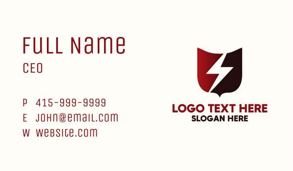 Red Lightning Shield Business Card Design Image Preview