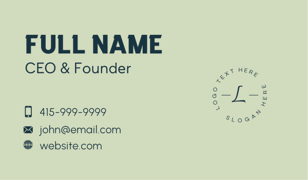 Round Company Brand Letter Business Card Design