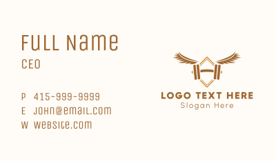 Winged Dumbbell Fitness Business Card