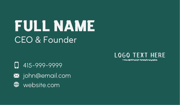 White Chalk Wordmark Business Card Design