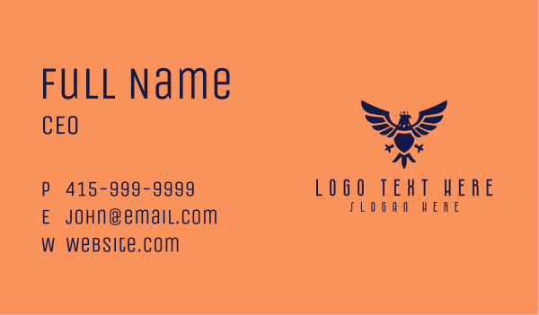 Blue Eagle Crest Business Card Design Image Preview