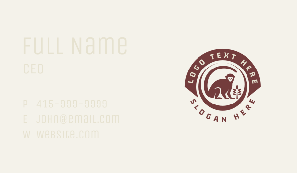 Wild Monkey Safari Badge Business Card Design Image Preview