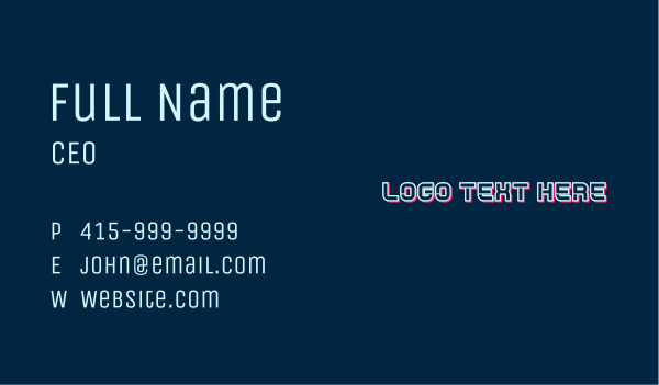 Neon Tech Wordmark Business Card Design Image Preview