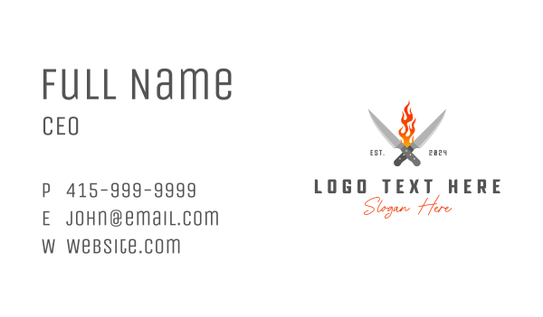 Culinary Fire Knife Business Card Design Image Preview