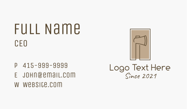 Wooden Lumberjack  Axe Business Card Design Image Preview