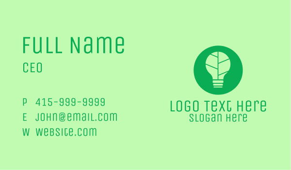 Green Eco Light Bulb  Business Card Design Image Preview