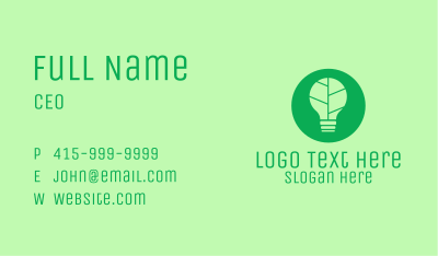 Green Eco Light Bulb  Business Card Image Preview