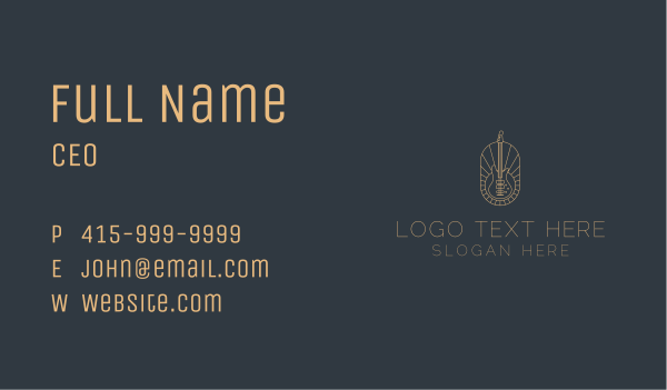 Bronze Electric Guitar Badge Business Card Design Image Preview
