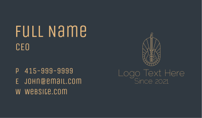 Bronze Electric Guitar Badge Business Card Image Preview