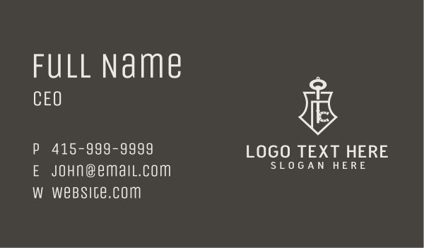 Horseshoe Key Shield  Business Card Design Image Preview