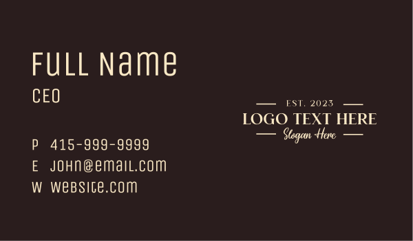 Luxury Serif Wormdark Business Card Design Image Preview